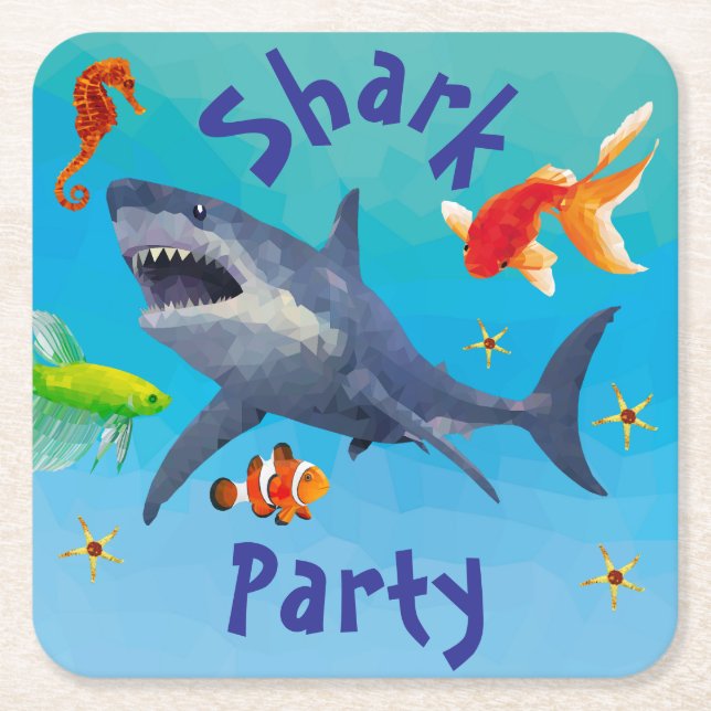 Shark Children Party Paper Coaster (Front)