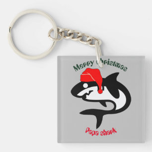 shark christmas family, customise personalised key ring