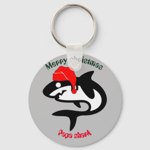 shark christmas family, customise personalised  key ring