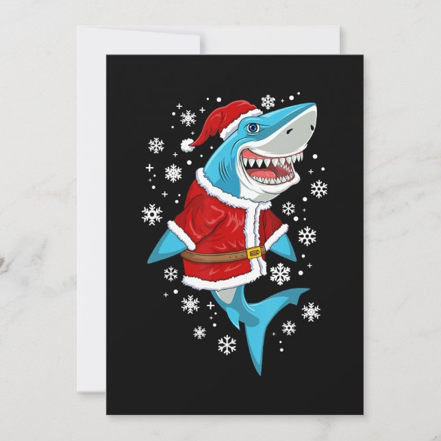 Shark Christmas Gift Boys Kids Santa Sharkmas Xmas Holiday Card (Front)