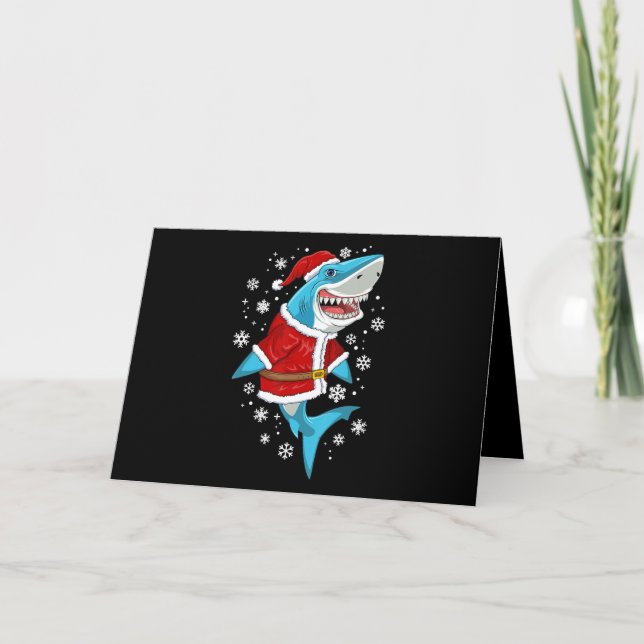 Shark Christmas Gift Santa Gifts Holiday Card (Front)