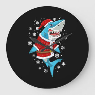 Shark Christmas Gift Santa Gifts Large Clock