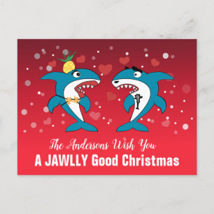 Shark Christmas Holiday Postcard