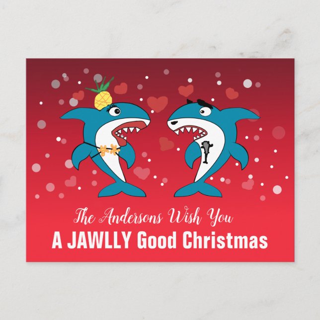 Shark Christmas Holiday Postcard (Front)
