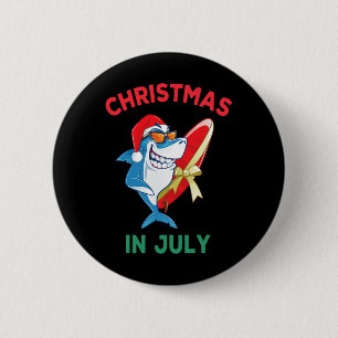 Shark Christmas In July Summer Vacation Beach Men  6 Cm Round Badge