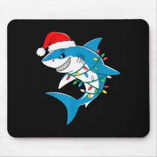 Shark Christmas Lights Santa Hat Xmas Pajama Boys  Mouse Mat