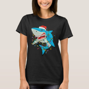 Shark Christmas Lights Sharkmas Santa Shark Christ T-Shirt
