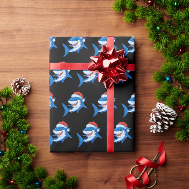 Shark Christmas Santa Hat Ocean Gift Wrapping Paper (Holiday Gift)