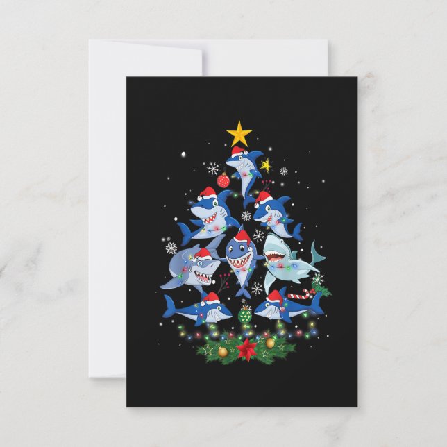 Shark Christmas Tree Funny Shark Lover Christmas P Thank You Card (Front)