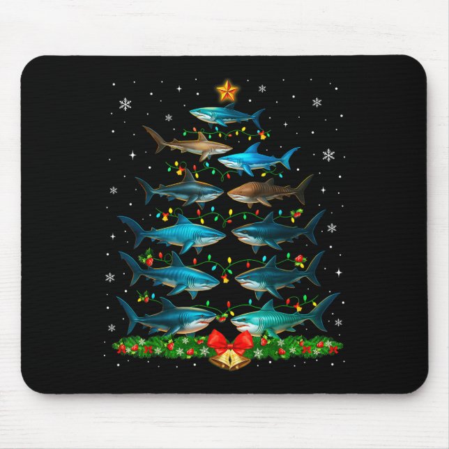Shark Christmas Tree Ornament Funny Shark Lovers X Mouse Mat (Front)