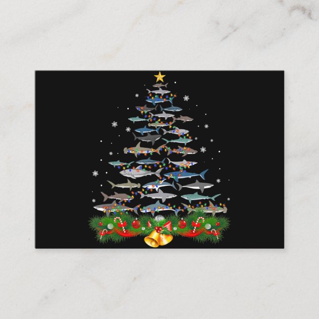 Shark Christmas Tree Shark Lovers Gifts Business Card (Front)