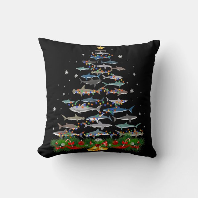 Shark Christmas Tree Shark Lovers Gifts Cushion (Front)