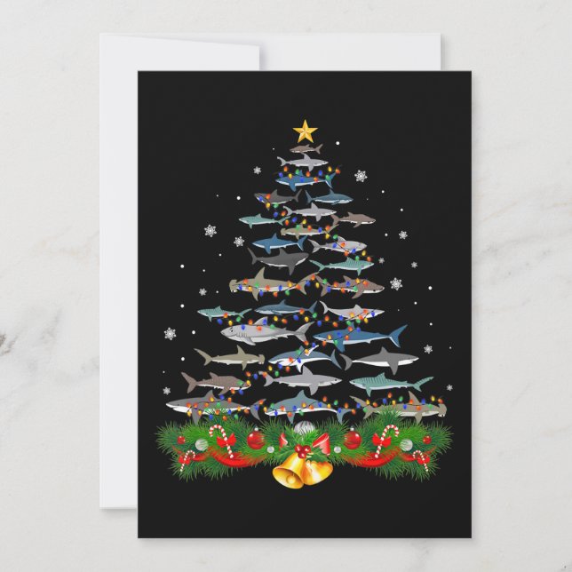 Shark Christmas Tree Shark Lovers Gifts Holiday Card (Front)