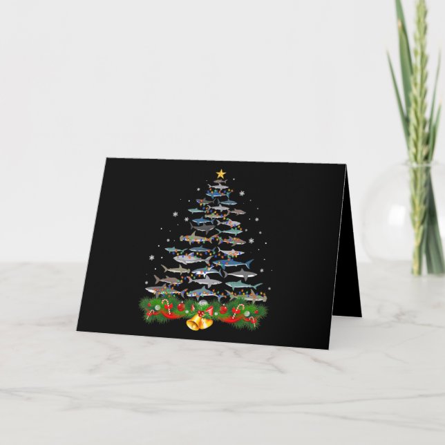 Shark Christmas Tree Shark Lovers Gifts Holiday Card (Front)