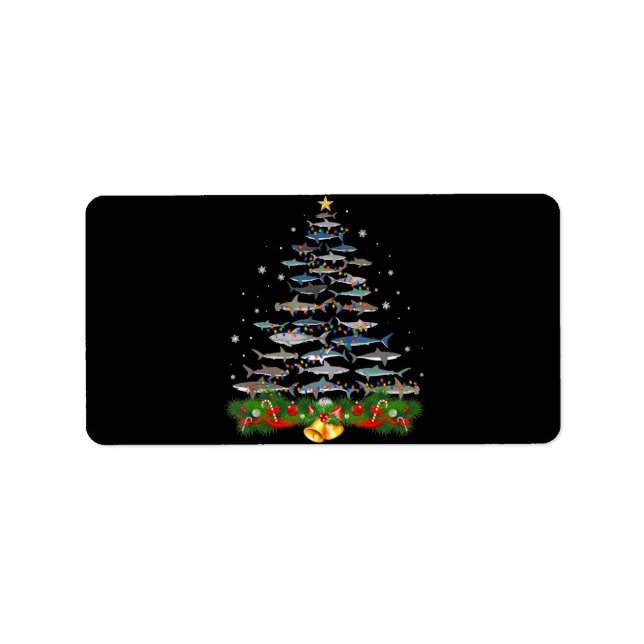 Shark Christmas Tree Shark Lovers Gifts Label (Front)