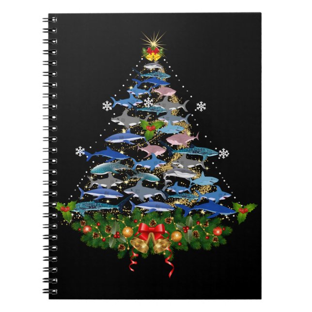Shark Christmas Tree Shark Lovers Gifts Men Women Notebook (Front)