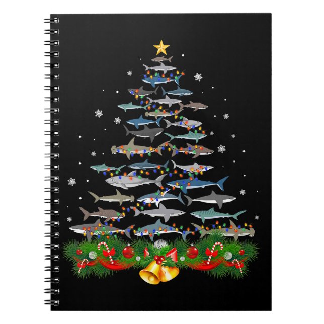 Shark Christmas Tree Shark Lovers Gifts Men Women Notebook (Front)