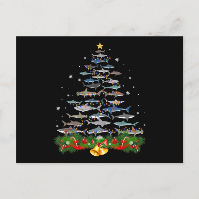 Shark Christmas Tree Shark Lovers Gifts Men Women Postcard (Front)