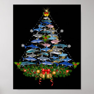 Shark Christmas Tree Shark Lovers Gifts Men Women Poster