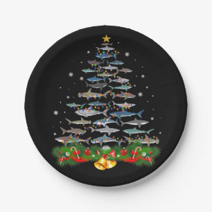 Shark Christmas Tree Shark Lovers Gifts Paper Plate