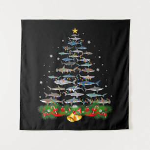 Shark Christmas Tree Shark Lovers Gifts Tapestry