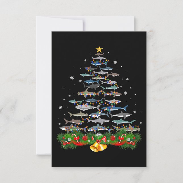 Shark Christmas Tree Shark Lovers Gifts Thank You Card (Front)