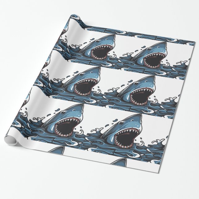SHARK CHRISTMAS Wrapping Paper (Unrolled)