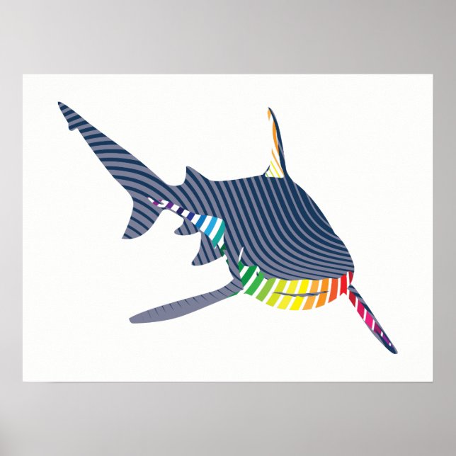 Shark Color Swoosh Poster (Front)