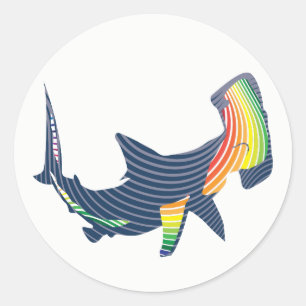 Shark Colour Swirl Classic Round Sticker