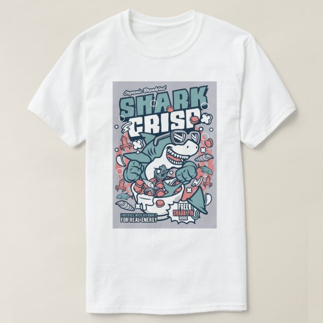 Shark Crisp Cereal pop art for Shark Week T-Shirt (Design Front)