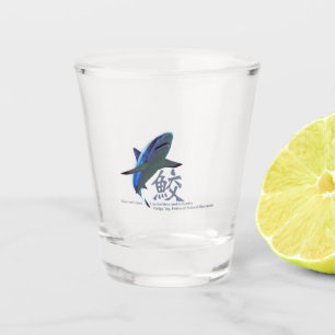 Shark cut-out photo with Kanji Shot Glass