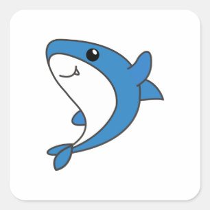 Shark. Cute Animals For Kids. Sharks Square Sticker