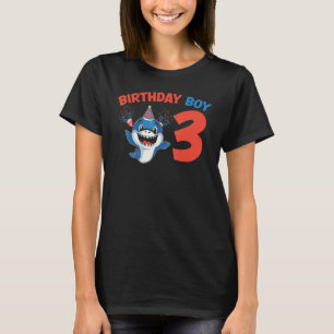Shark Cute Kids Sharks Graphic Birthday Boy 3 T-Shirt