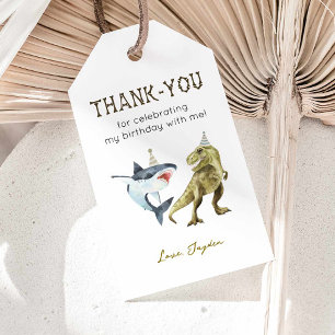 Shark & Dinosaur Birthday Thank You Gift Tags