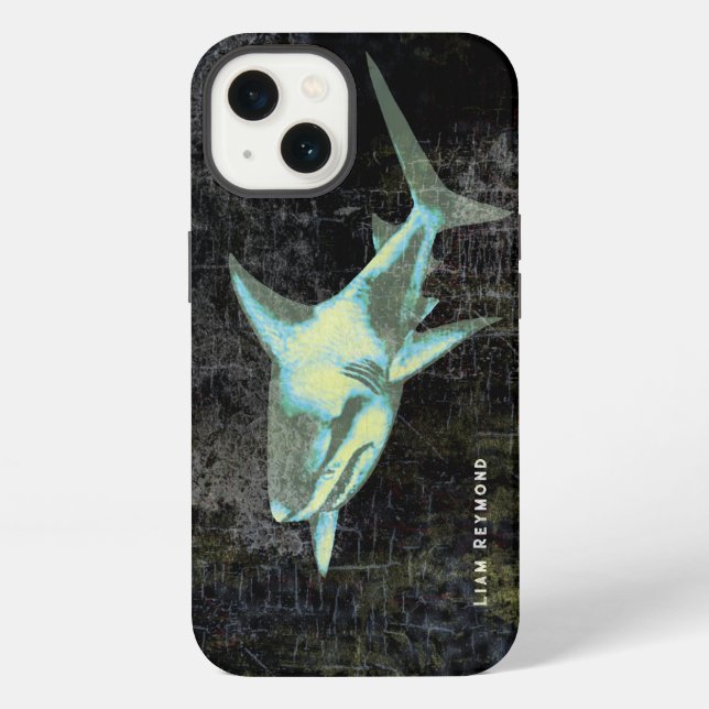 Shark Distressed Black iPhone Case (Back)