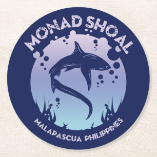 Shark Diving At Monad Shoal Round Paper Coaster