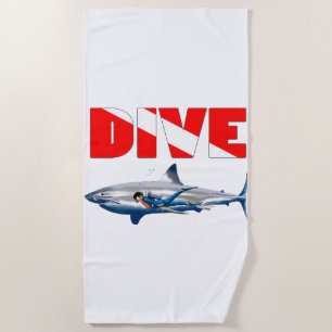 Shark Diving Beach Towel