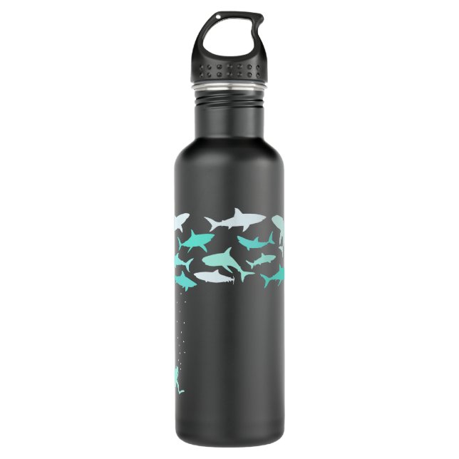Shark Diving DIVE Scuba Diving Flag Scuba Diver 710 Ml Water Bottle (Front)