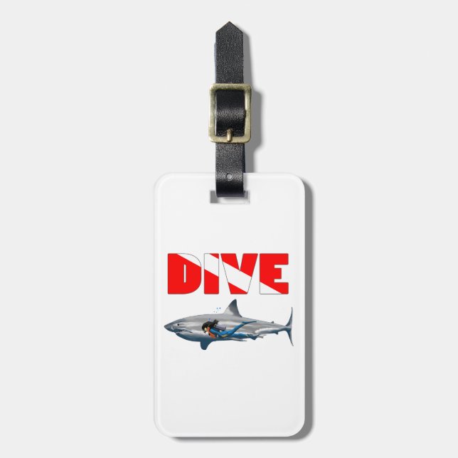 Shark Diving Luggage Tag (Front Vertical)