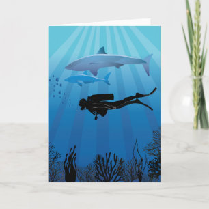 Shark Diving Scuba Diver Card