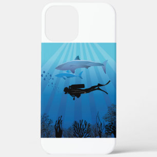 Shark Diving Scuba Diver iPhone 12 Pro Max Case
