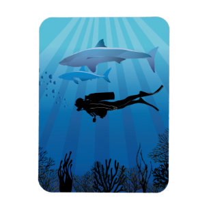 Shark Diving Scuba Diver Magnet