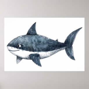 Shark drawing poster