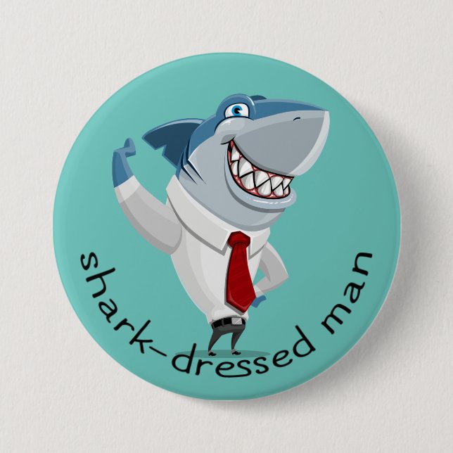 Shark-Dressed Man Cool 7.5 Cm Round Badge (Front)