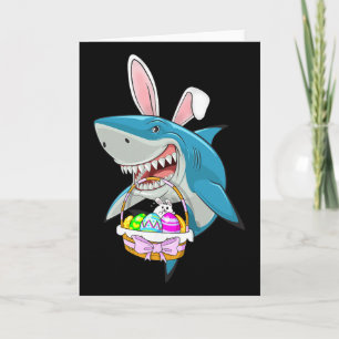 Shark Easter Bunny Egg Basket Funny Boys Girls Kid Card