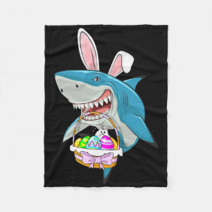 Shark Easter Bunny Egg Basket Funny Boys Girls Kid Fleece Blanket