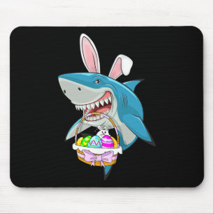 Shark Easter Bunny Egg Basket Funny Boys Girls Kid Mouse Mat