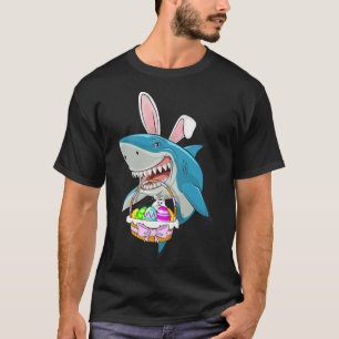 Shark Easter Bunny Egg Basket Funny Boys Girls Kid T-Shirt