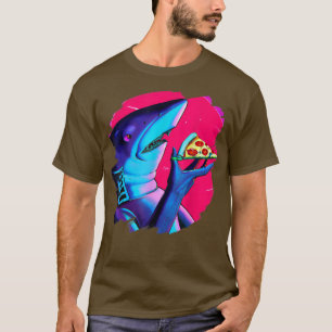 Shark Eating Pizza Funny Cool Pizza Sharks T-Shirt