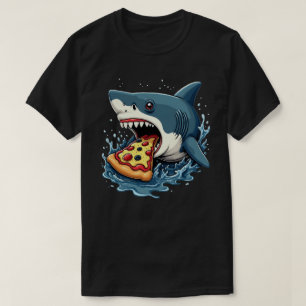 Shark Eating Pizza Funny Pizza Lover  T-Shirt